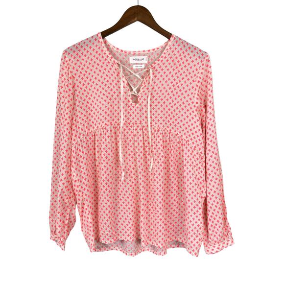 Indi & Cold San Sebastian Neon Print Long Sleeve Peasant Boho Top - Picture 7 of 11